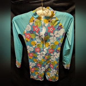 Kids Blue Zip Up Swim Suit- size 6